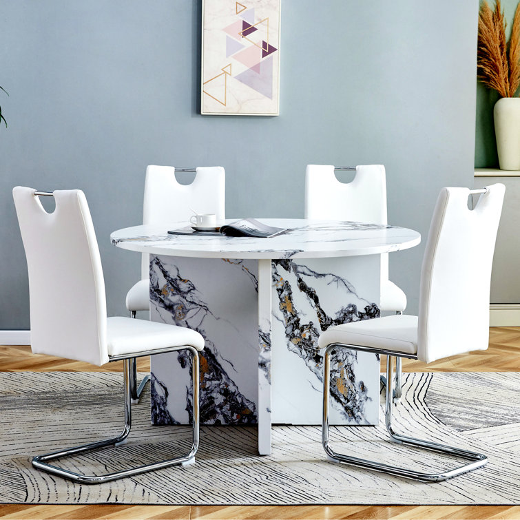 Clarena 5 Piece Pedestal Dining Set